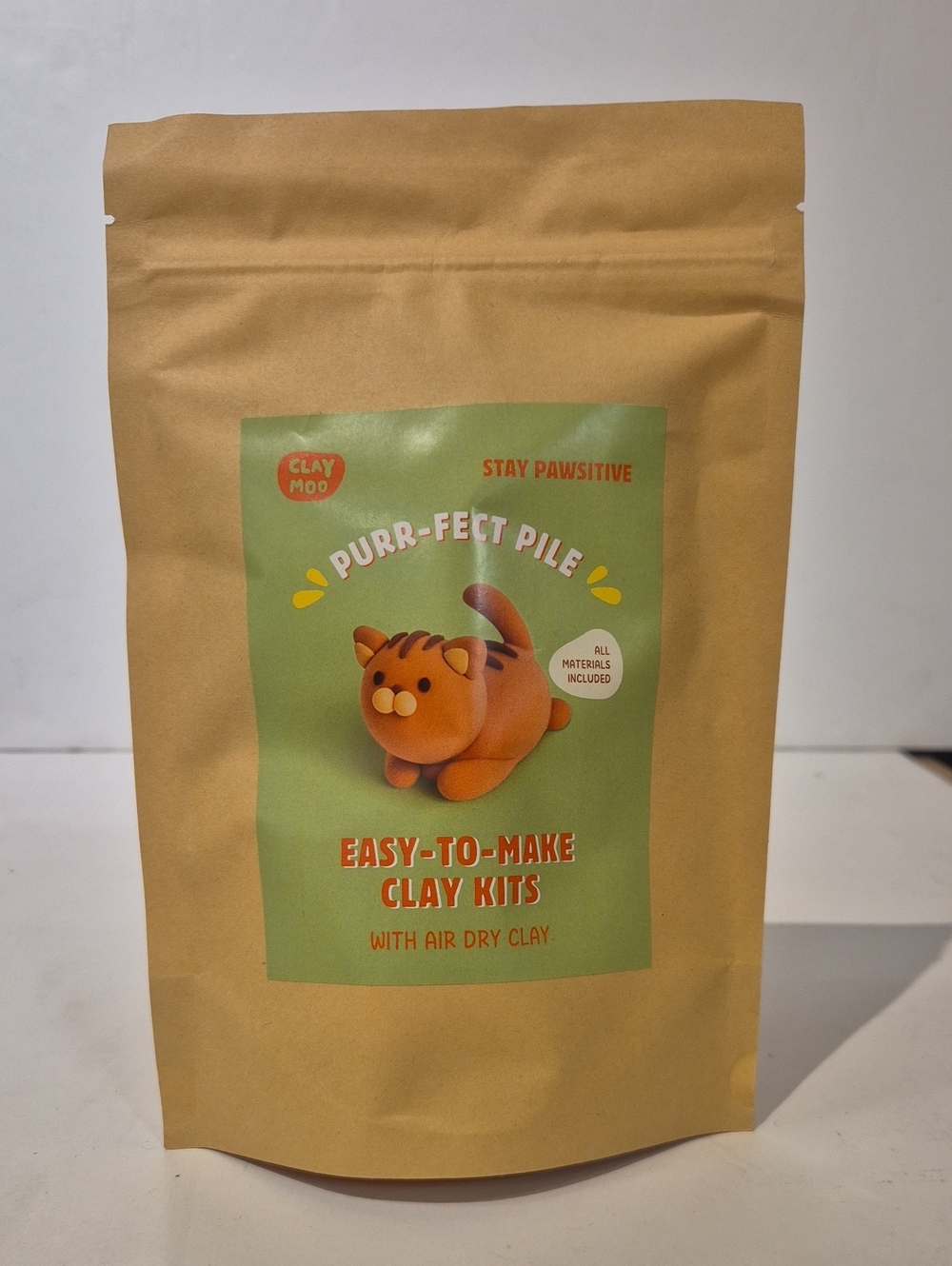 Purr-Fect Pile Kids Easy to Make Clay Kits-Air Dry Clay Orange Cat